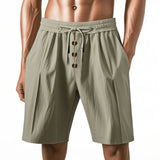 AIDASE  -  Cross-border men's loose American linen beach casual washed button five-point sports shorts men aidase-shop