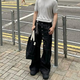 AIDASE  -  American Vibe Washed Bell Bottom Jeans for Men Casual Straight Fit Loose Versatile Denim Pants Autumn Trend Cleanfit aidase-shop