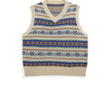 Aidase Sweater Vest Men O-neck Japanese Striped Stylish Harajuku Apricot Design All-match Unisex Clothing Knitwear Baggy Streetwear aidase-shop