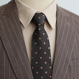 AIDASE  -  New Retro Brown Lazy Zipper Ties For Men Italian Polka Dot Formal Business Neckties 8cm Flower Striped Silk Tie Suit Accessories aidase-shop