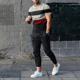 AIDASE  -  Summer Male Loose Casual Printing T-shirt Elastic Waist Pants Set Men Short Sleeve Street Style Pullover Tee Sweatpants Homme aidase-shop