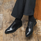 AIDASE  -  Rubber Quality Anti Slip Wear-resistant Sole Men Leather Shoes Fashionable Breathable Low Top Business Office Formal Shoes aidase-shop