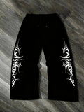 AIDASE  -  Men's Gothic Tribal Print Wide Leg Sweatpants - Loose Hip Hop Streetwear Trousers Elastic Waist Casual Pants aidase-shop