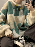 Aidase Retro Round Neck Sweater Men's Winter Korean Version Trendy Lazy Style Loose Knit Sweater Couple Sweater aidase-shop