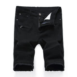 AIDASE  -  New Red Men's Jeans Shorts Pleats and Holes Decorated Shorts Men Blue White Black Blue Red Denim Shorts，Asian Size aidase-shop