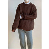 AIDASE  -  Laid-ba Twist Knit Sweater Thiened round Ne Casual Versatile Trendy for Men And Women Autumn Winter Comfortable Loose Fit aidase-shop