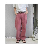 AIDASE  -  High Waist Straight Leg Raspberry Pink Denim Jeans Men Summer New Loose Wide Leg Floor-Length Pants Clean Washed Effect aidase-shop