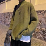 AIDASE  -  Autumn and Winter Korean Men's Sweater Loose Fashion Lazy Pullover Long Sleeve Knitted Sweater New Style aidase-shop