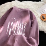 Aidase Suede Heavyweight Sweatshirt Gothic Print Round Neck Pullover Sweatshirts High Street Couple Hoodie Male Female Clothes aidase-shop