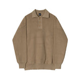 AIDASE  -  Men's Solid Color Simple Basic Casual Trendy Loose Turn-down Collar Long Sleeve Button Knitted Sweater Pullovers Male Clothes aidase-shop