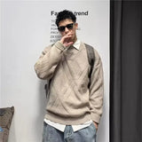 Aidase Pullovers Male Warm Knitwear Fleeced Round Collar Solid Color Men's Knit Sweater Crewneck Korean Reviews Clothes Designer Style