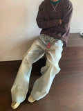 AIDASE  -  American Retro High Street Baggy Jeans Men Women Worn out Loose Wide Leg Long Pants Casual Loose Fit Jeans for ex aidase-shop
