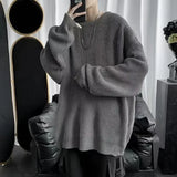 Aidase Knit Sweater Male Crewneck Round Collar Pink Men's Clothing Pullovers Solid Color Plain Korean Style Y2k Streetwear Fashion 2024 aidase-shop