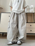 AIDASE  -  Loose Men Cargo Pants Multiple Pockets Straight Wide Leg Casual Trousers Solid Color Design Fashion Summer New aidase-shop