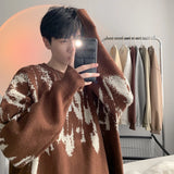 Aidase Autumn Clothing Men's Knitted Luxury Printed Pullovers Sweater Casual Vintage Loose O Neck Solid Color Long Sleeve Knitwear aidase-shop