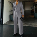 AIDASE  -  Spring and Autumn Men's New Loose Long sleeved Novelty Small Suit Straight leg Pants Two piece Men's Set