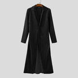 AIDASE  -  Men Long Style Trench Solid Lapel Long Sleeve One Button Casual Male Cardigan Coats Streetwear 2025 Fashion Windbreaker aidase-shop