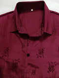 AIDASE  -  Men's Short Sleeve Shirt Casual Fashionable Elegant Jacquard Turn-down Collar Button Half Sleeve aidase-shop