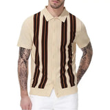 Aidase Summer Striped Sweater Men Newest Knit Poloshirt Business Casual Cardigan Tees Streetwear Tshirt Top Ice Silk Fabric Polo Blouse
