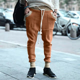 AIDASE  -  Autumn Casual Men's Loose-Fit Drawstring Knit Trousers Unique Color Block Style Sports Casual Trousers aidase-shop