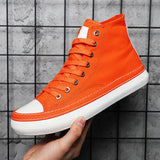 AIDASE  -  Men's High Top Canvas Shoes Black White Men Casual Sneakers Fashion Lace-up Vulcanize Shoes Cool Street Sports Brand Flats aidase-shop