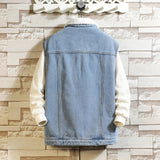 AIDASE  -  Winter Cargo Denim Vests Men Warm Fleece Fashion Sleeveless Jean Jackets Male Solid Turn Down Collar Waistcoat Plus Size M-5XL aidase-shop