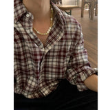 AIDASE  -  Oversized Men's Plaid Long Sleeve Korean Style Shirt, Trendy Loose Plaid Shirt, Handsome Jacket, Unisex American Retro Plaid aidase-shop