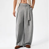 AIDASE  -  Men's Loose Fit Wide Leg Pants High Waist Pleated Casual Trousers with Belt for Streetwear Daily Outfits aidase-shop