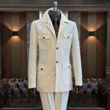 Aidase Full Men's Suits Solid Color 2 Piece Jacket Pants Sets Custom Single Breasted Notch Lapel Male Clothing Casual Male Clothing aidase-shop