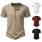 AIDASE  -  Men's Henry casual fashion basic short sleeve fashion pullover T-shirt aidase-shop