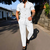 AIDASE  -  Fashionable and Trendy Two-piece Short-sleeved Shirtwithlong Pants Men's Daily Casual Wear in Spring and Autumn aidase-shop