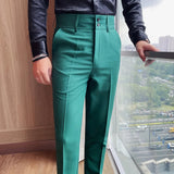 AIDASE  -  High Quality Men's Autumn Winter Suit Pants Business Casual Slim Fit Full Length Suit Pant Male High Waist Fashion Trousers aidase-shop
