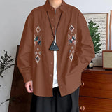 AIDASE  -  Men Shirt Printing Lapel Long Sleeve Button Loose Casual Men Clothing Streetwear Korean Style Fashion Tops Male Shirts aidase-shop