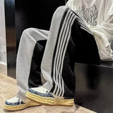 Aidase Trousers Summer Men's Sweatpants Thin Striped Straight Male Sports Pants Wide Leg Big Size Korean Y2k Fashion Casual Long