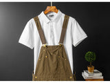 AIDASE  -  Men Loose Fit Bib Overalls Pockets Cargo Pants Hip Hop Golden Buttons Dungarees Casual Suspenders Jumpsuits aidase-shop