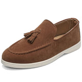 AIDASE  -  Fashion Men's Casual Shoes Suede Leather Men Classic British Style Tassels Loafers Moccasins Mens Outdoor Driving Flats aidase-shop