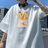 AIDASE  -  Summer French Fries Printed T-shirt Niche Round Neck Design Sense Short-sleeved Casual Versatile Couple Models Tee aidase-shop