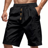 AIDASE  -  Cross-border men's loose American linen beach casual washed button five-point sports shorts men aidase-shop