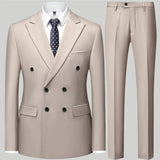 Aidase  Fashion New Men's Casual Boutique Double Breasted Suit Trousers / Man's Business Suit Jacket Blazers Coat Pants 2 Pcs Set