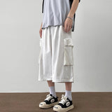 AIDASE  -  Japanese Fashion Multi-pocket Cargo Shorts Men Korean Style Trendy Summer Casual Loose Washed Straight Cropped Pants Aesthetic aidase-shop
