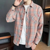 Aidase Spring Plaid Shirt Men Fashion Retro Casual Shirt For Men Clothing Harajuku High Quality Long Sleeve Male Fashion Tops aidase-shop