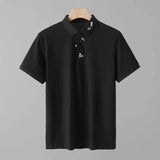 AIDASE  -  Embroidered Floral Men Short Sleeve T-Shirt Summer New Fashion Lapel Simple Men's Tees Versatile Casual Menswear 21E6538 aidase-shop