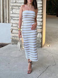 AIDASE  -  Women's Striped Stitching Bodycon One Piece Vocation Dress Sexy Tube Tops Sleeveless Beach Cover Dress Summer Long Dress aidase-shop