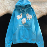 AIDASE  -  Soft Girl Cute Plush Lamb Tees Couple Hoodie Men Women Cartoon Flocking Hoody Spring Autumn Loose Vintage High Street Top aidase-shop