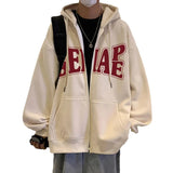 AIDASE  -  American Style Loose Men's Hoodie Jacket Spring Autumn High Street Casual Couple Open Cardigan Top Polyester Fiber Long Sleev... aidase-shop