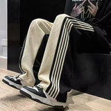 Aidase Trousers Summer Men's Sweatpants Thin Striped Straight Male Sports Pants Wide Leg Big Size Korean Y2k Fashion Casual Long