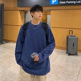 Oversized Men's T-shirts Long Sleeve Quality Cotton Fashion Korean Clothing Tops Solid Color Harajuku Male Tees aidase-shop
