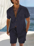 AIDASE  -  Short Sleeve Collar Shirt Men's Summer Thin Set Casual Sportswear Summer Shorts aidase-shop