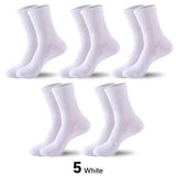 AIDASE  -  5 Pairs/lot Men's Tube Socks 100% Cotton Solid Colour Sweat Anti-odour Outdoor Sports Socks Autumn Winter Black White Warm Socks aidase-shop