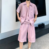 AIDASE  -  Summer Cool Men's Three-Piece Set New Trendy Shiny Silk Shirt Vest Shorts Sets Casual Niche 2025 Personality Suit 21E6490 aidase-shop